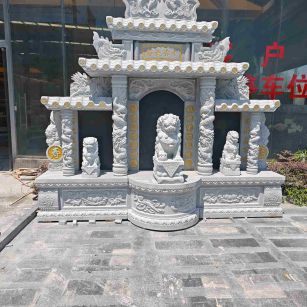 曲靖芝麻白中国黑石材套墓 花岗岩墓碑